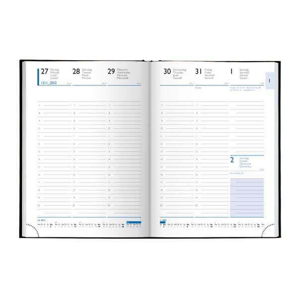 Agenda A5, 14,8x20,5 cm, 1 settimana su 2 pagine, nero