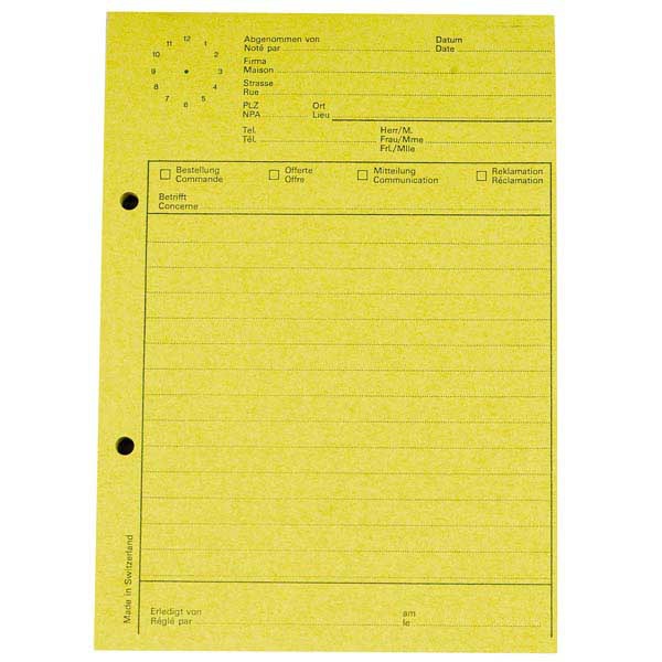 TELEPHONE MESSAGE PAD A5 WITH STYLIZED DIAL, 80 SHEETS, YELLOW (74584-79)