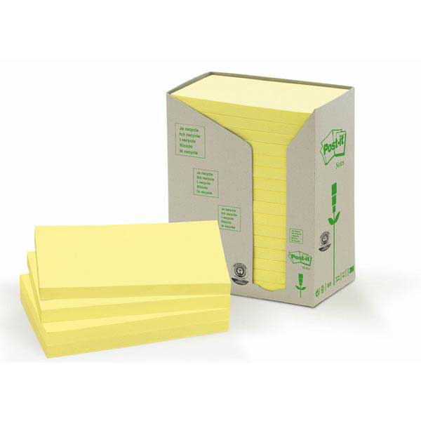 Haftnotizen Post-it Green Notes 100 recycling, 76x127 mm, gelb, Pk. à 16 Stk.