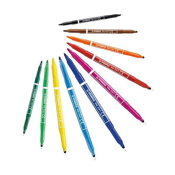 Stabilo trio 2in1 double ended pen assorted colours - box  of 10