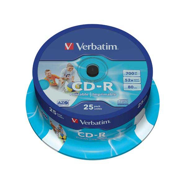 CLOCHE 25 CD-R VERBATIM IMPRIMABLES JET D'ENCRE 700MO 80 MINUTES
