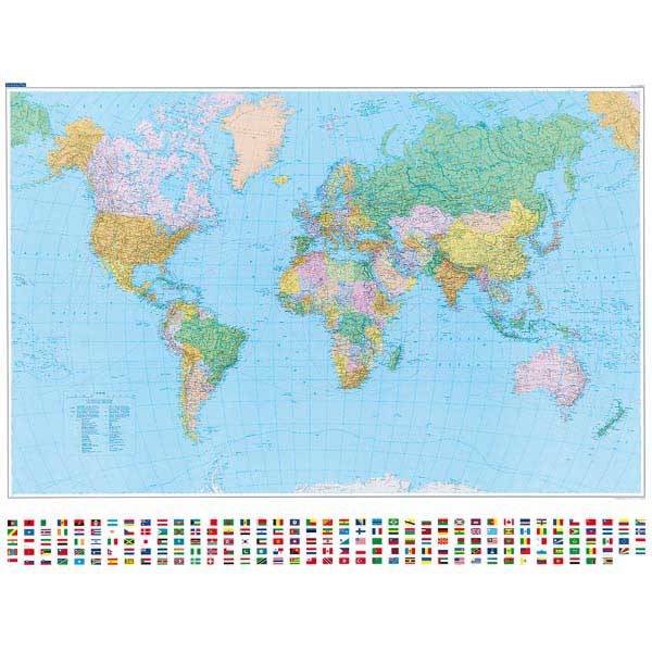 Cartina politica del mondo in scala 1:30 000 000, 139x99 cm