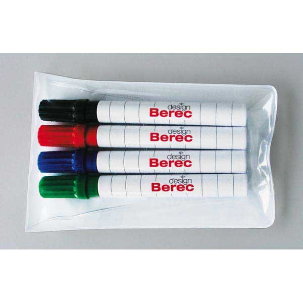 Marcatori avagna bianca e flip chart, Berec, set di 4: rosso, blu, verde, nero.