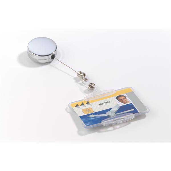 ID card holder with roll-up mechanism, chrome