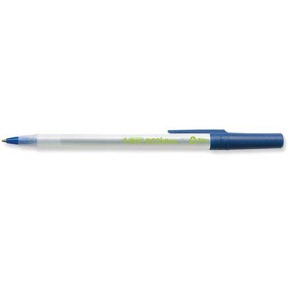 STYLO BILLE A CAPUCHON BIC ECOLUTIONS ROUND STIC POINTE 1 MM BLEU