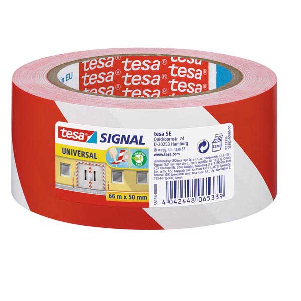 Signal Markierungsband Tesa 58134, PP, 50 mm x 66 m, rot/weiss