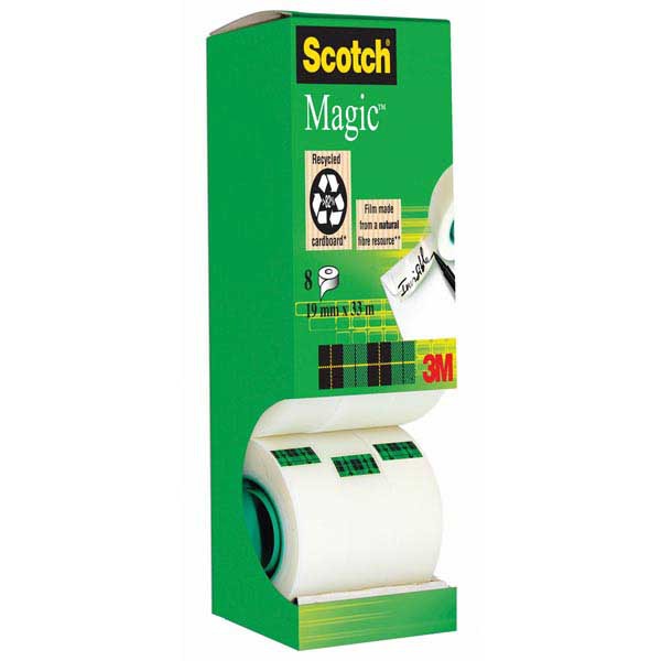 PACK DE 8 ROULEAUX SCOTCH MAGIC 810 19MMX33M DONT 1 OFFERT