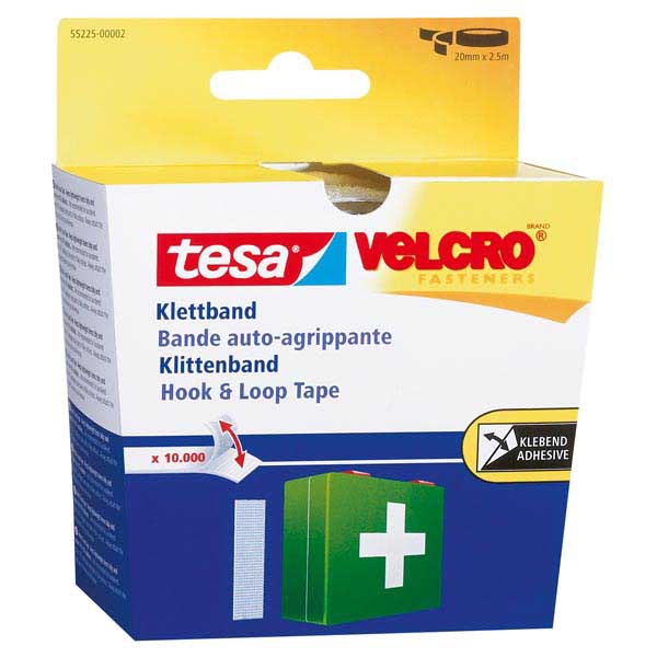 BANDE VELCRO AUTO AGRIPPANTE BLANCHE TESA 20MMX2,5M