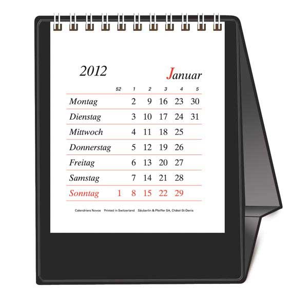 CALENDRIER DE TABLE ALLEMAND SOCLE NOIR