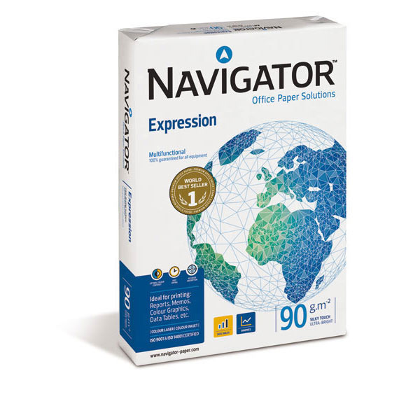 Caixa 5 pacotes 500 folhas papel NAVIGATOR Expression A4 90g/m2 branco