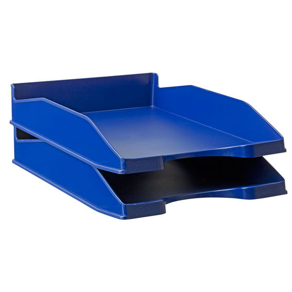Bandeja portadocumentos LYRECO Budget cor azul Dimensões: 255 x 60 x 345mm