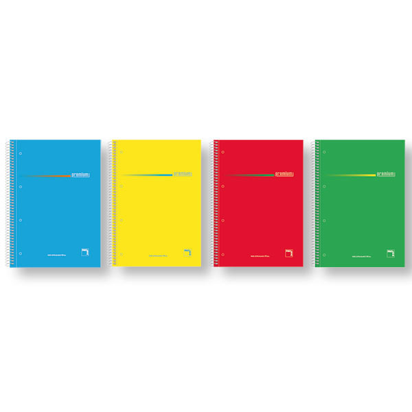 Caderno espiral 160 folhas A4 de 70g/m2.cores surtidas.Premium PACSA