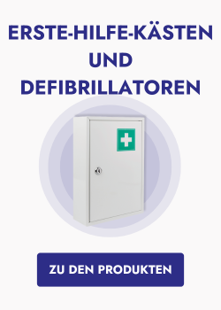 Erste-Hilfe-Kästen und Defibrillatoren