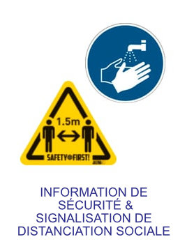 information de sécurité & signalisation de distanciation sociale